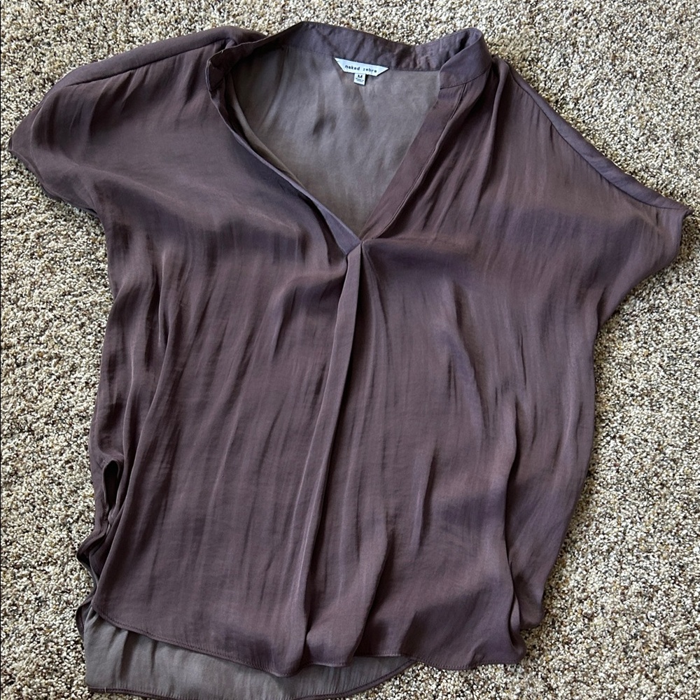 Naked Zebra Dusty Mauve V-Neck Button Top